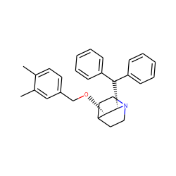 Cc1ccc(CO[C@H]2C3CCN(CC3)[C@H]2C(c2ccccc2)c2ccccc2)cc1C ZINC000027546416