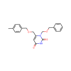 Cc1ccc(COCc2cc(=O)[nH]c(=O)n2COCc2ccccc2)cc1 ZINC000653850117