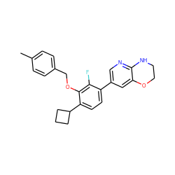 Cc1ccc(COc2c(C3CCC3)ccc(-c3cnc4c(c3)OCCN4)c2F)cc1 ZINC000218399830