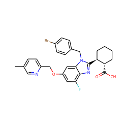 Cc1ccc(COc2cc(F)c3nc([C@H]4CCCC[C@@H]4C(=O)O)n(Cc4ccc(Br)cc4)c3c2)nc1 ZINC000226016731
