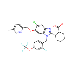 Cc1ccc(COc2cc3c(cc2Cl)nc([C@H]2CCCC[C@H]2C(=O)O)n3Cc2ccc(OC(F)(F)F)cc2F)nc1 ZINC000226050091
