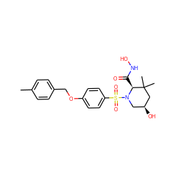 Cc1ccc(COc2ccc(S(=O)(=O)N3C[C@H](O)CC(C)(C)[C@@H]3C(=O)NO)cc2)cc1 ZINC000028467538