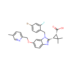 Cc1ccc(COc2ccc3nc([C@@H]4[C@H](C(=O)O)C4(C)C)n(Cc4ccc(Br)cc4F)c3c2)nc1 ZINC000218151767