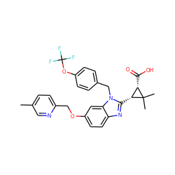 Cc1ccc(COc2ccc3nc([C@@H]4[C@H](C(=O)O)C4(C)C)n(Cc4ccc(OC(F)(F)F)cc4)c3c2)nc1 ZINC000226038711