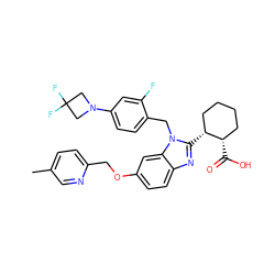 Cc1ccc(COc2ccc3nc([C@@H]4CCCC[C@@H]4C(=O)O)n(Cc4ccc(N5CC(F)(F)C5)cc4F)c3c2)nc1 ZINC000226012958