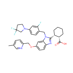 Cc1ccc(COc2ccc3nc([C@@H]4CCCC[C@@H]4C(=O)O)n(Cc4ccc(N5CCC(F)(F)C5)cc4F)c3c2)nc1 ZINC000226012568