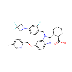 Cc1ccc(COc2ccc3nc([C@@H]4CCCC[C@H]4C(=O)O)n(Cc4ccc(N5CC(F)(F)C5)cc4F)c3c2)nc1 ZINC000221570485