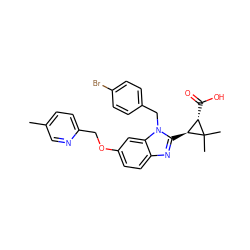 Cc1ccc(COc2ccc3nc([C@H]4[C@H](C(=O)O)C4(C)C)n(Cc4ccc(Br)cc4)c3c2)nc1 ZINC000218084884