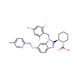Cc1ccc(COc2ccc3nc([C@H]4CCCC[C@@H]4C(=O)O)n(Cc4c(F)cc(Br)cc4F)c3c2)nc1 ZINC000226032564