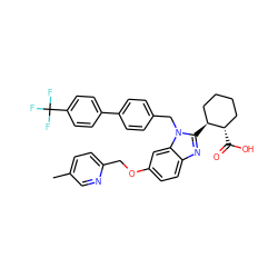 Cc1ccc(COc2ccc3nc([C@H]4CCCC[C@@H]4C(=O)O)n(Cc4ccc(-c5ccc(C(F)(F)F)cc5)cc4)c3c2)nc1 ZINC000218220159