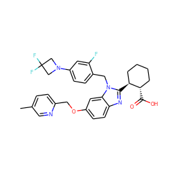 Cc1ccc(COc2ccc3nc([C@H]4CCCC[C@@H]4C(=O)O)n(Cc4ccc(N5CC(F)(F)C5)cc4F)c3c2)nc1 ZINC000226012977