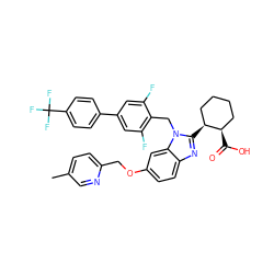 Cc1ccc(COc2ccc3nc([C@H]4CCCC[C@H]4C(=O)O)n(Cc4c(F)cc(-c5ccc(C(F)(F)F)cc5)cc4F)c3c2)nc1 ZINC000218152074
