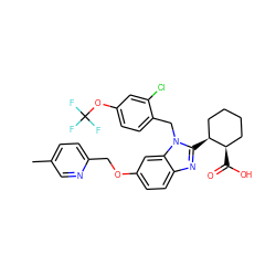 Cc1ccc(COc2ccc3nc([C@H]4CCCC[C@H]4C(=O)O)n(Cc4ccc(OC(F)(F)F)cc4Cl)c3c2)nc1 ZINC000226033246