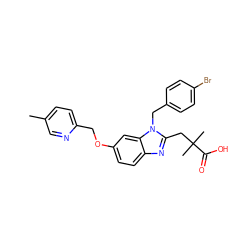 Cc1ccc(COc2ccc3nc(CC(C)(C)C(=O)O)n(Cc4ccc(Br)cc4)c3c2)nc1 ZINC000226036853