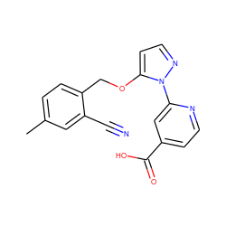 Cc1ccc(COc2ccnn2-c2cc(C(=O)O)ccn2)c(C#N)c1 ZINC000146919624