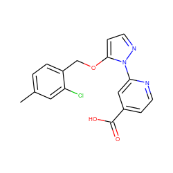 Cc1ccc(COc2ccnn2-c2cc(C(=O)O)ccn2)c(Cl)c1 ZINC000146808813