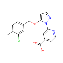 Cc1ccc(COc2ccnn2-c2cc(C(=O)O)ccn2)cc1Cl ZINC000146689831
