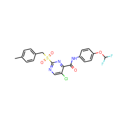 Cc1ccc(CS(=O)(=O)c2ncc(Cl)c(C(=O)Nc3ccc(OC(F)F)cc3)n2)cc1 ZINC000008916711