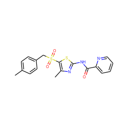 Cc1ccc(CS(=O)(=O)c2sc(NC(=O)c3ccccn3)nc2C)cc1 ZINC000198923330