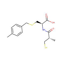 Cc1ccc(CSC[C@H](NC(=O)[C@H](C)CS)C(=O)O)cc1 ZINC000040865332