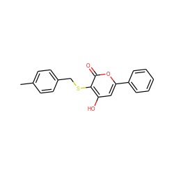 Cc1ccc(CSc2c(O)cc(-c3ccccc3)oc2=O)cc1 ZINC000006522513