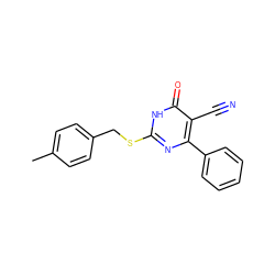 Cc1ccc(CSc2nc(-c3ccccc3)c(C#N)c(=O)[nH]2)cc1 ZINC000006427544