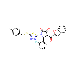 Cc1ccc(CSc2nnc(N3C(=O)C(=O)C(C(=O)c4cc5ccccc5o4)[C@H]3c3ccccc3F)s2)cc1 ZINC000008384028