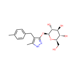 Cc1ccc(Cc2c(O[C@@H]3O[C@H](CO)[C@@H](O)[C@H](O)[C@H]3O)n[nH]c2C)cc1 ZINC000034008747