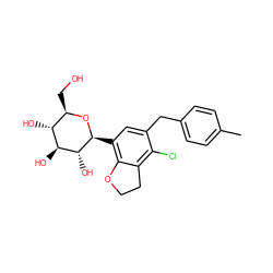 Cc1ccc(Cc2cc([C@@H]3O[C@H](CO)[C@@H](O)[C@H](O)[C@H]3O)c3c(c2Cl)CCO3)cc1 ZINC000214189607