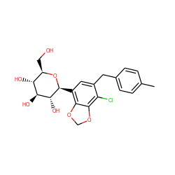 Cc1ccc(Cc2cc([C@@H]3O[C@H](CO)[C@@H](O)[C@H](O)[C@H]3O)c3c(c2Cl)OCO3)cc1 ZINC000214178035