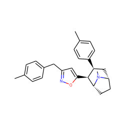 Cc1ccc(Cc2cc([C@H]3[C@@H](c4ccc(C)cc4)C[C@@H]4CC[C@H]3N4C)on2)cc1 ZINC000045497612