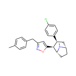 Cc1ccc(Cc2cc([C@H]3[C@@H](c4ccc(Cl)cc4)C[C@@H]4CC[C@H]3N4C)on2)cc1 ZINC000040423498