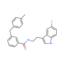 Cc1ccc(Cc2cccc(C(=O)NCCc3c[nH]c4ccc(Cl)cc34)c2)cc1 ZINC000216051774