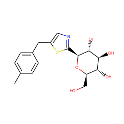 Cc1ccc(Cc2cnc([C@@H]3O[C@H](CO)[C@@H](O)[C@H](O)[C@H]3O)s2)cc1 ZINC000058591281