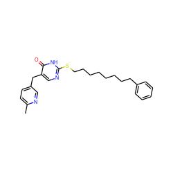 Cc1ccc(Cc2cnc(SCCCCCCCCc3ccccc3)[nH]c2=O)cn1 ZINC000027312951