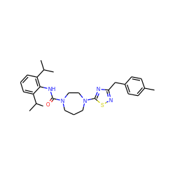 Cc1ccc(Cc2nsc(N3CCCN(C(=O)Nc4c(C(C)C)cccc4C(C)C)CC3)n2)cc1 ZINC000016514877