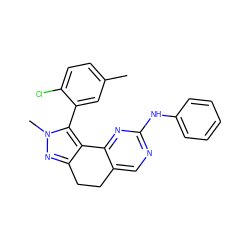 Cc1ccc(Cl)c(-c2c3c(nn2C)CCc2cnc(Nc4ccccc4)nc2-3)c1 ZINC000143041841