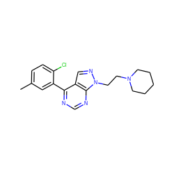 Cc1ccc(Cl)c(-c2ncnc3c2cnn3CCN2CCCCC2)c1 ZINC000207175415