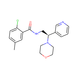 Cc1ccc(Cl)c(C(=O)NC[C@@H](c2cccnc2)N2CCOCC2)c1 ZINC000207701633