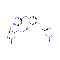 Cc1ccc(Cl)c(N(CC#N)c2cc(Nc3ccc(OC[C@@H](O)CN(C)C)cc3)ncn2)c1 ZINC000013915674