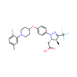 Cc1ccc(Cl)c(N2CCC(Oc3ccc(N4N=C(C(F)(F)F)[C@@H](C)[C@@H]4CC(=O)O)cc3)CC2)c1 ZINC000219555421