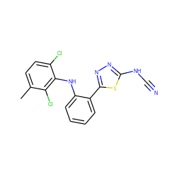 Cc1ccc(Cl)c(Nc2ccccc2-c2nnc(NC#N)s2)c1Cl ZINC000013828131