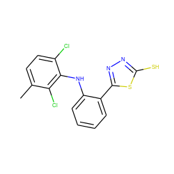 Cc1ccc(Cl)c(Nc2ccccc2-c2nnc(S)s2)c1Cl ZINC000013828115