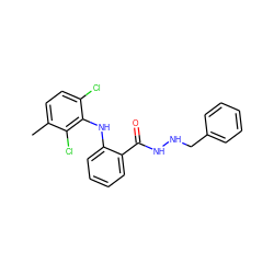 Cc1ccc(Cl)c(Nc2ccccc2C(=O)NNCc2ccccc2)c1Cl ZINC000013438051