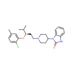 Cc1ccc(Cl)c(O[C@H](CCN2CCC(n3c(=O)[nH]c4ccccc43)CC2)C(C)C)c1 ZINC000028137873