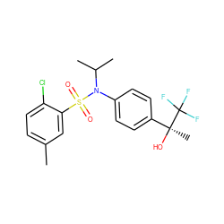 Cc1ccc(Cl)c(S(=O)(=O)N(c2ccc([C@](C)(O)C(F)(F)F)cc2)C(C)C)c1 ZINC000084652024