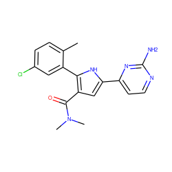 Cc1ccc(Cl)cc1-c1[nH]c(-c2ccnc(N)n2)cc1C(=O)N(C)C ZINC000203539959