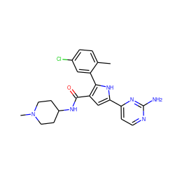 Cc1ccc(Cl)cc1-c1[nH]c(-c2ccnc(N)n2)cc1C(=O)NC1CCN(C)CC1 ZINC000203539936