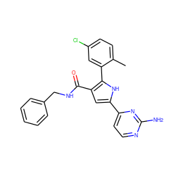 Cc1ccc(Cl)cc1-c1[nH]c(-c2ccnc(N)n2)cc1C(=O)NCc1ccccc1 ZINC000203540093