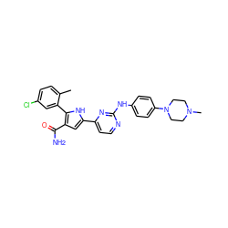 Cc1ccc(Cl)cc1-c1[nH]c(-c2ccnc(Nc3ccc(N4CCN(C)CC4)cc3)n2)cc1C(N)=O ZINC000299831796